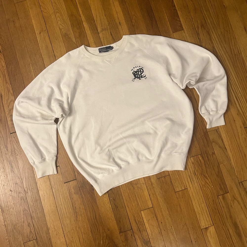 Ralph Lauren Men's White Crewneck Vintage Sweater
